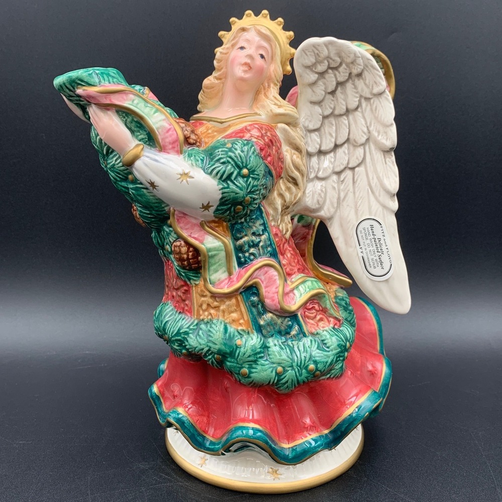 Fitz and Floyd Christmas Angel Teapot Ceramic Holiday Decor 1995 Retired 30 oz